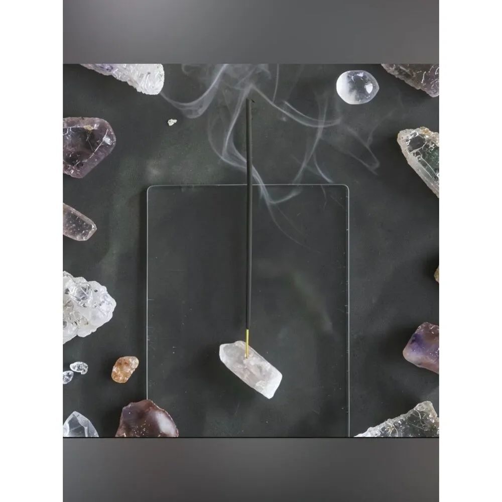 Crystal Quartz Incense Holder with 4 packs of incense sticks